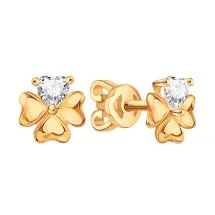 Серьги пусеты-гвоздики, Золото 585, Т10202В809