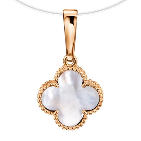 Подвеска фантазийная,  Золото 585, ПдКлеверЛ56/прлмтр/з585