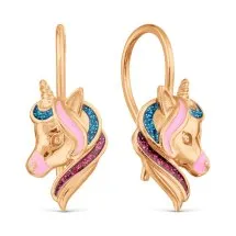 Детские серьги,  Золото 585, Эмаль Т15002Б411 Детские серьги,  Золото 585, Эмаль Т15002Б411