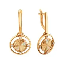 Серьги, Золото 585, Фианит Т10262Г452