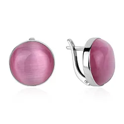 Серьги, Серебро 925, кошачий глаз синтетический розовый 2340265891-30 Серьги, Серебро 925, кошачий глаз синтетический розовый 2340265891-30