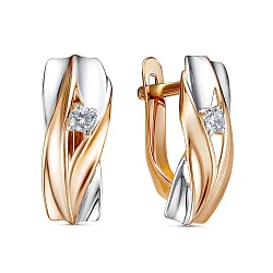 Серьги, Золото 585, Фианит 1201121 Серьги, Золото 585, Фианит 1201121