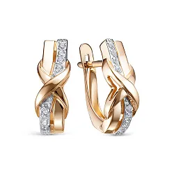 Серьги, Золото 585, Фианит 1208079 Серьги, Золото 585, Фианит 1208079