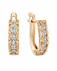 Серьги, Золото 585, Фианит СргЛ57/бцФ/з585 Серьги, Золото 585, Фианит СргЛ57/бцФ/з585