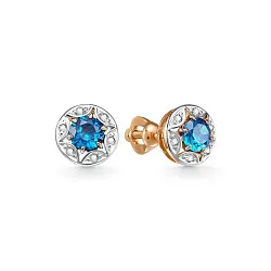 Серьги пусеты-гвоздики, Золото 585, Топаз 2673308 2 6 1