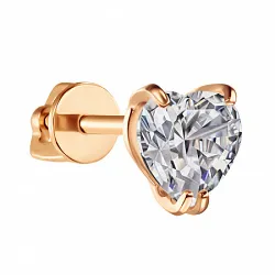 Серьги пусеты-гвоздики, Золото 585, Фианит ПУСлСер01моно/бцФ/з585