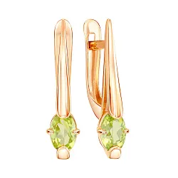 Серьги, Золото 585, Хризолит 02-52-0301-05