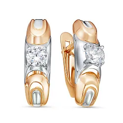Серьги, Золото 585, Фианит 1200572 Серьги, Золото 585, Фианит 1200572