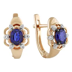 Серьги, Золото 585, Сапфир 65-41E01129-S0DDSA
