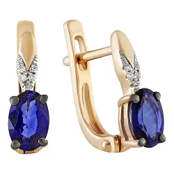 Серьги, Золото 585, Сапфир 65-41E01097-S0DDSA Серьги, Золото 585, Сапфир 65-41E01097-S0DDSA