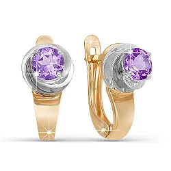 Серьги, Золото 585, Аметист 320854 Серьги, Золото 585, Аметист 320854