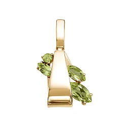 Подвеска фантазийная,  Золото 585, Хризолит П120-5708Хр Подвеска фантазийная,  Золото 585, Хризолит П120-5708Хр