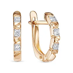 Серьги, Золото 585, Фианит 1208202 Серьги, Золото 585, Фианит 1208202