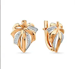 Серьги, Золото 585, Фианит 002-0971-0001-011