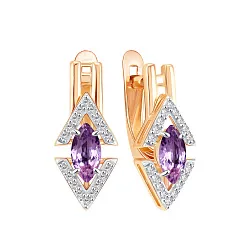 Серьги, Золото 585, Аметист 02-52-0262-01