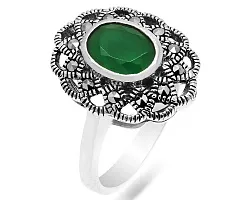 Кольцо Серебро 925, марказит,изумруд синтетический 656884