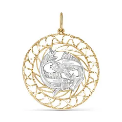 Подвеска знак зодиака Рыбы 19.02-20.03, Золото 585 030455