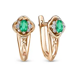 Серьги, Золото 585, Изумруд 64010141-4