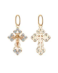 Подвеска крест, Золото 585, Фианит КрстЛАжМ01/бцФ/з585 Подвеска крест, Золото 585, Фианит КрстЛАжМ01/бцФ/з585