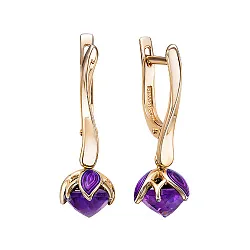 Серьги, Золото 585, Аметист С1213-6242Ам Серьги, Золото 585, Аметист С1213-6242Ам
