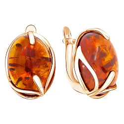 Серьги, Серебро 925, Янтарь 94-02-7641-30