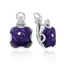 Серьги, Серебро 925, Чароит 2340460976