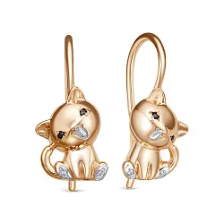 Детские серьги,  Золото 585, Фианит 1208193