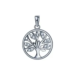 Подвеска фантазийная,  Серебро 925, Фианит FLP 22