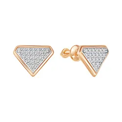 Серьги пусеты-гвоздики, Золото 585, Фианит 62-0204