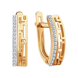 Серьги, Золото 585, Фианит Т14702Г598