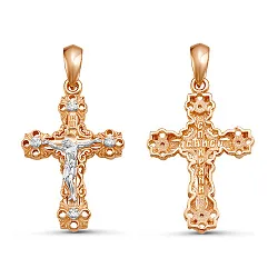 Подвеска крест, Золото 585, Бриллиант 10-14-0023