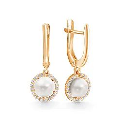 Серьги, Золото 585, Жемчуг Z2-10483