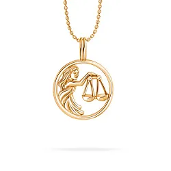 Подвеска знак зодиака Весы 23.09-23.10, Золото 585 01-306950 Подвеска знак зодиака Весы 23.09-23.10, Золото 585 01-306950
