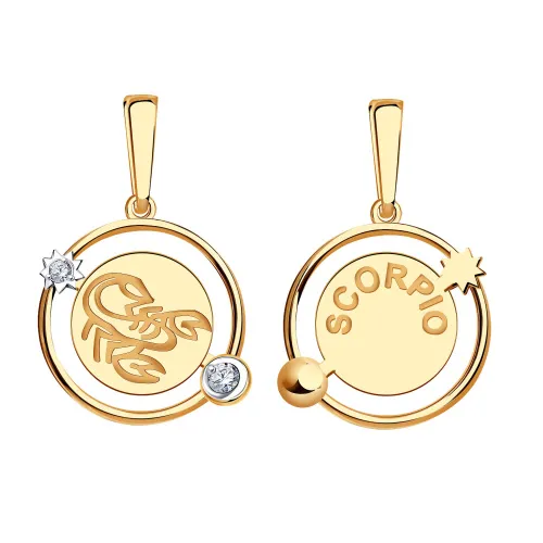 Подвеска знак зодиака Скорпион 24.10-22.11, Золото 585, 09-63-0038-00