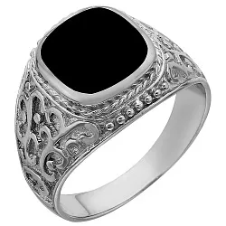 Кольцо мужское (печатка). Серебро 925, Эмаль SB3R 37