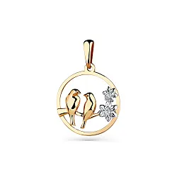Подвеска фантазийная,  Золото 585, Фианит 010-0048-0001-011