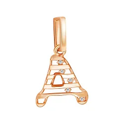 Подвеска буква А,  Золото 585, Фианит 04-63-0237-00