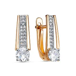 Серьги, Золото 585, Фианит 1202942 Серьги, Золото 585, Фианит 1202942