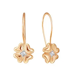 Детские серьги,  Золото 585, Фианит 02-2531