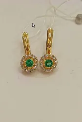 Серьги, Золото 585, Изумруд 64010016