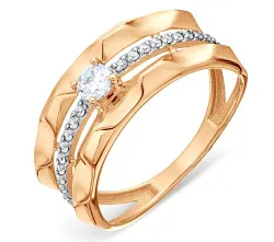 Кольцо Золото 585, Фианит Т14201Б043