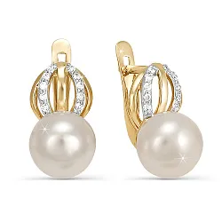 Серьги, Золото 585, Жемчуг 120924