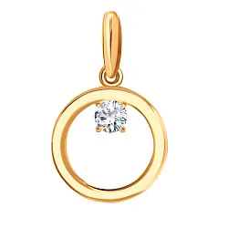 Подвеска фантазийная,  Золото 585, Фианит Т102035824 Подвеска фантазийная,  Золото 585, Фианит Т102035824
