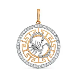 Подвеска знак зодиака Скорпион 24.10-22.11, Золото 585, Фианит Т147034217