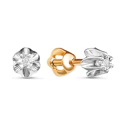 Серьги пусеты-гвоздики, Золото 585, Фианит 2339407 1 1 1