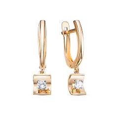 Серьги, Золото 585, Фианит 1205657 Серьги, Золото 585, Фианит 1205657