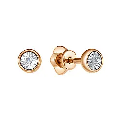 Серьги пусеты-гвоздики, Золото 585, Бриллиант С113-7008