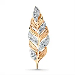  Брошь Золото 585, Фианит 007-0048-0001-011