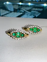 Серьги, Золото 585, Изумруд 44010116ж