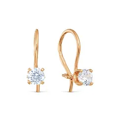 Детские серьги,  Золото 585, Фианит Т10202В266